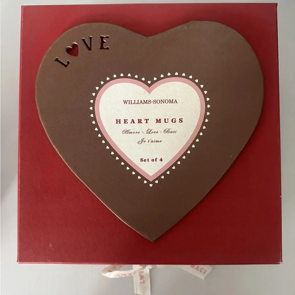 NIB Set of 4 Williams Sonoma Heart Handle Mugs (6 boxes available)
